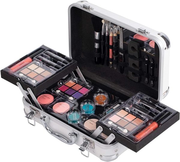 Maúve Carry All Trunk Train Case with Makeup and Reusable Case Makeup Gift Set