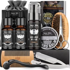 MayBeau Upgraded Mens Beard Grooming Kit,Straight Razor