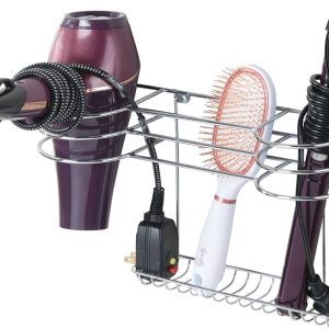 mDesign Bathroom Wall Mount Metal Hair Care & Styling Tool Organizer Storage