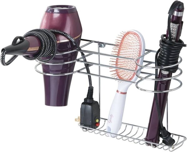 mDesign Bathroom Wall Mount Metal Hair Care & Styling Tool Organizer Storage