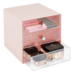mDesign Makeup Storage Stackable Organizer Box for Bathroom Vanity