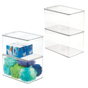 mDesign Stackable Bathroom Hair Accessory Countertop Storage Organizer Box