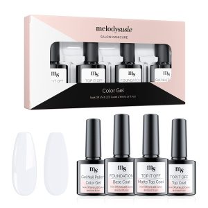 MelodySusie Gel Nail Polish No Wipe Top Coat and Base Coat Set