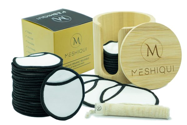 Meshiqui Reusable Makeup Remover Pads | 100% Premium Organic Natural Bamboo