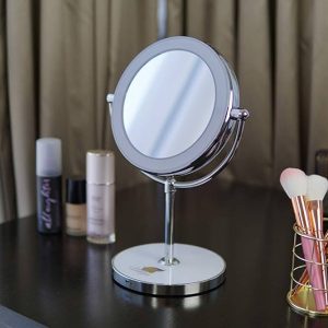 Milzie Portable Double Sided Vanity Makeup Mirror with Natural White LED Lights