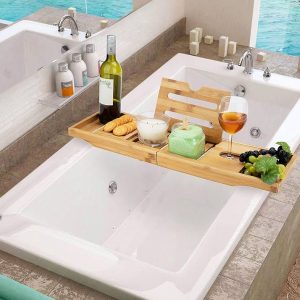 Mind Reader Bamboo Bathtub One Bath Caddy
