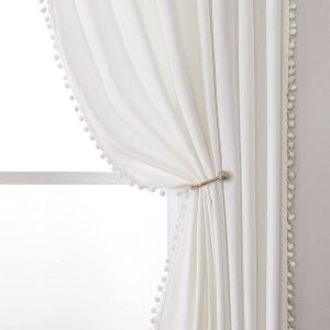 MISS SELECTEX White Velvet Curtains 84 Inches Long