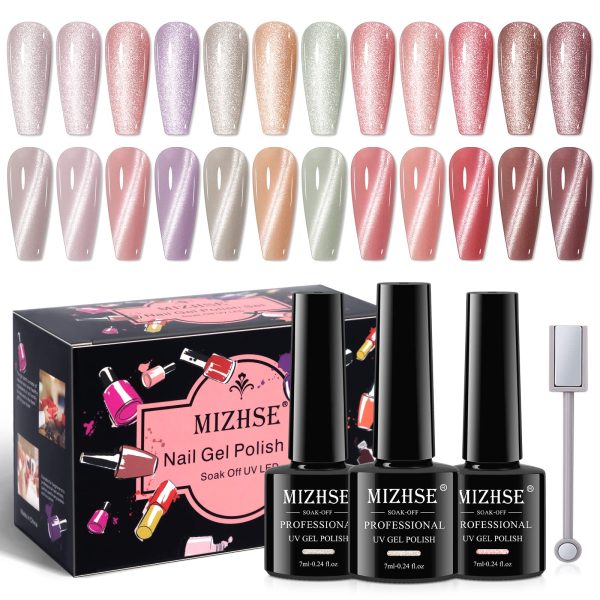 MIZHSE Gel Nail Polish Set- 18ml 6 Bottles Trendy Red Soak Off Nail Gel