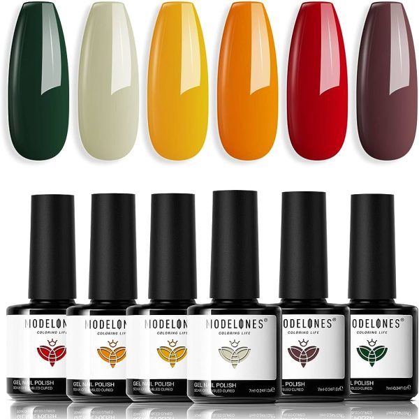 Modelones Gel Nail Polish Kit, 6 Colors Gel Polish Tiny Bottles