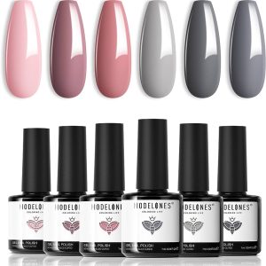 Modelones Gel Nail Polish Set - Nude Gray Series 6 Colors Gel Polish Set