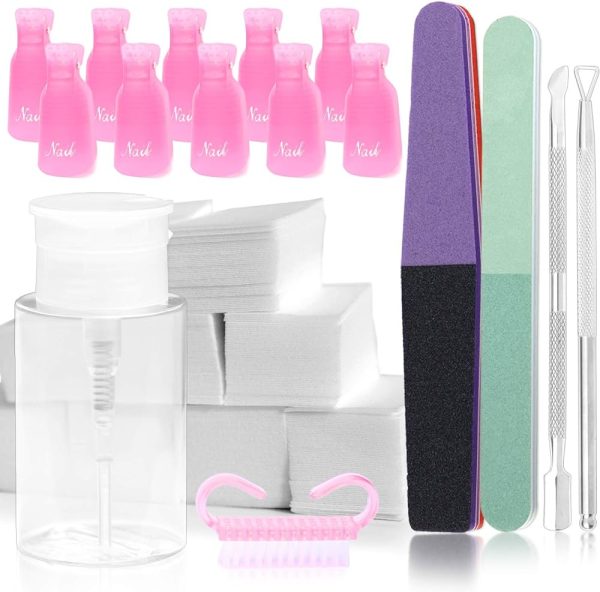Modelones Nail Polish Remover Clips Cap 10 Piece, Lint-free Cotton Pad