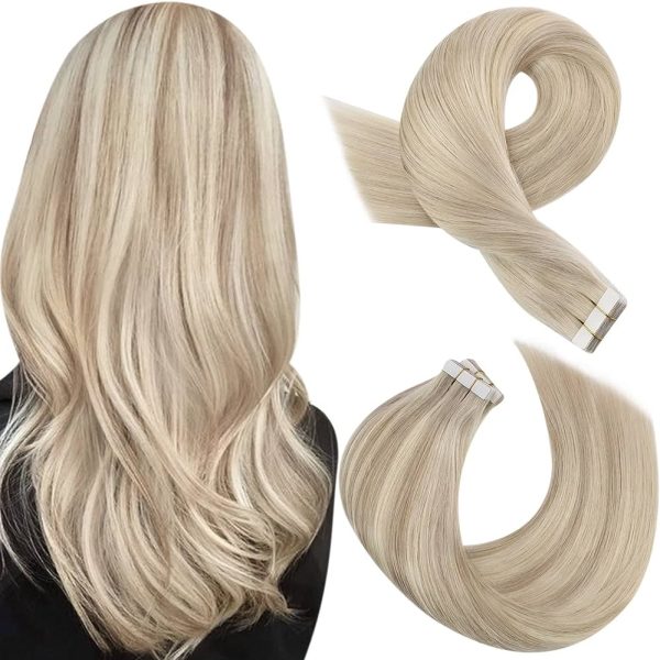 Moresoo Seamless Tape in Human Hair Extensions 22 Inch Color