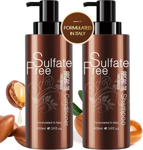 Moroccan Argan Oil Organic Shampoo & Conditioner Set Sulfate Free