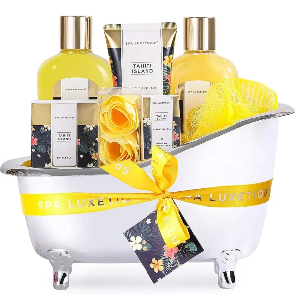 Mother Day Gift - Home Spa Gift Basket, 8 Piece Bath and Body Set