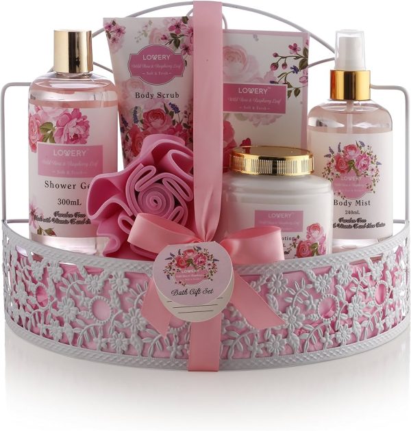 Mothers Day Spa Gift Basket - Wild Rose & Raspberry Leaf Scent