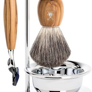 MÜHLE VIVO Olive Wood 4-Piece 5-Blade Razor Shaving Set