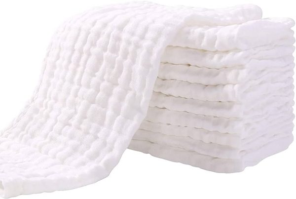 Muslin Burp Cloths 10 Pack Large 100% Cotton