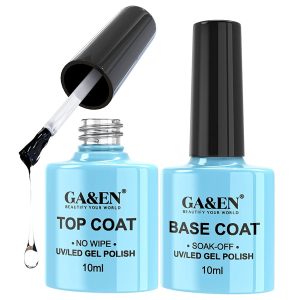 Nail Art Soak Off Base Coat + No Wipe Top Coat Set 10ml/Bottle UV/LED Lamp