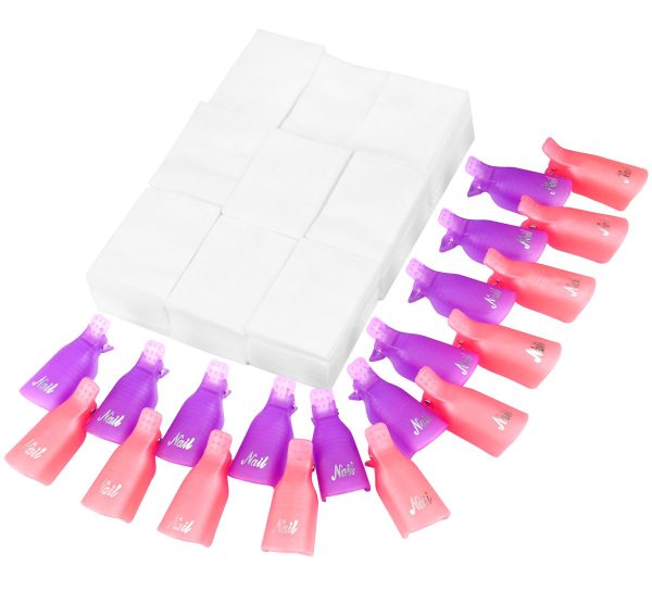 Nail Polish Remover Clips Set, ESARORA Nail Art Polish Remover Wrap 20 Pack