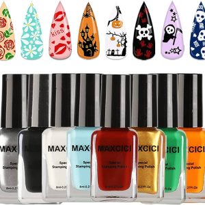 19PC Nail Stamping Plates Set with 8 Color Gel – Complete Nail Art Kit for DIY Designs