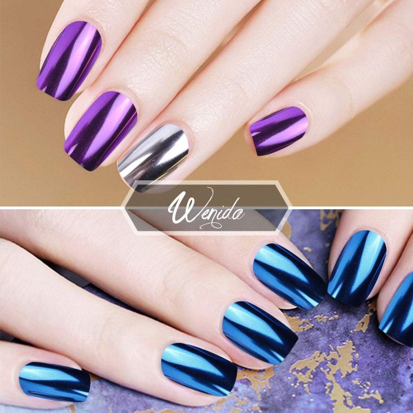 Nail Powder Wenida 8 Colors 1g/Jar Holographic Chrome Mirror Laser Synthetic