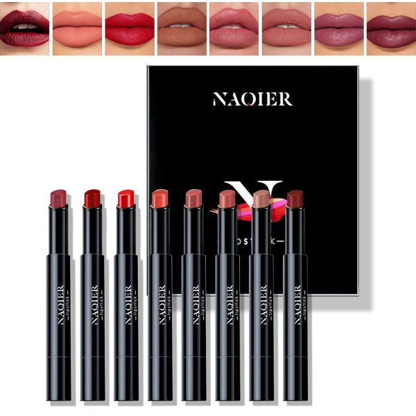 NAQIER Matte Lipstick Set, 8PCS Nude Moisturizer Smooth Lip Stick