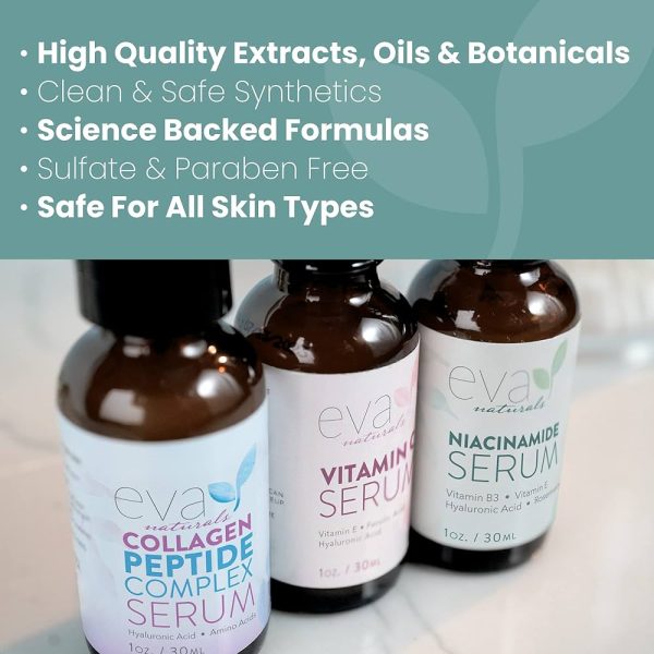 Natural Firm & Glow Skincare Set of 3 Serums - Skin Care Kit with 20% Vitamin C