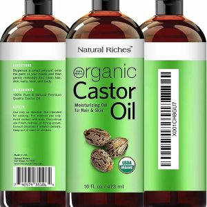 Natural Riches Thick Hair Organic Castor Oil Cold Pressed for Hair Loss and Dandruff