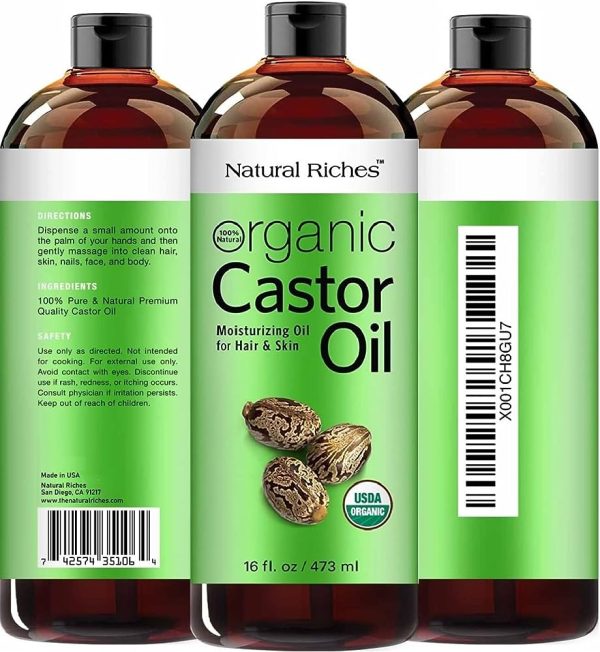 Natural Riches Thick Hair Organic Castor Oil Cold Pressed for Hair Loss and Dandruff