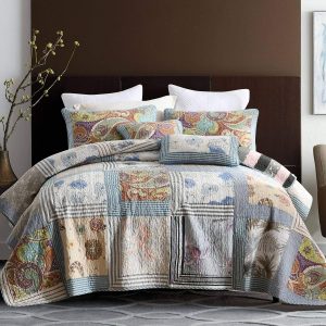NEWLAKE Bedspread Quilt Set with Real Stitched Embroidery