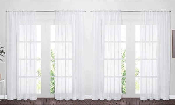 NICETOWN 4 Pieces Sheer White Curtains 84