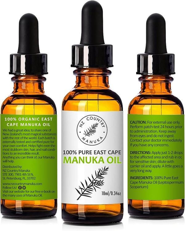NZ Country 100% Manuka Oil 10ml Pure East Cape Natural Anti-Fungal