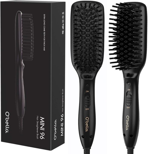 O'Bella Hair Straightener Brush Dual-Voltage 45 Second Fast Heat Up