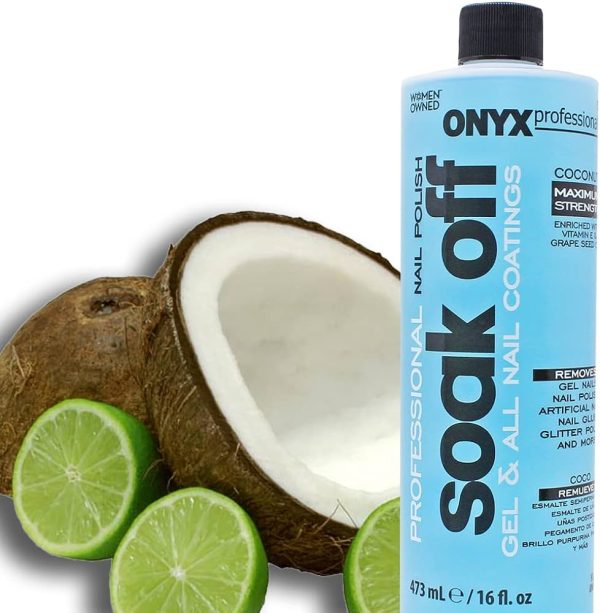 Onyx Professional Soak Off Coconut Scented Shellac and Gel Nail Polish Remover