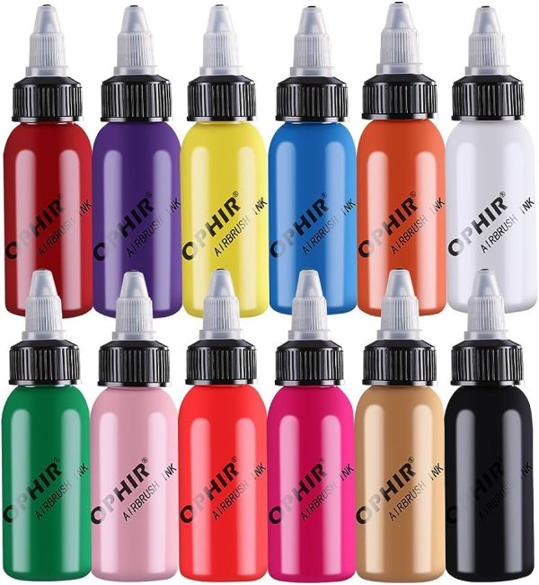 OPHIR 12 Colors Nail Art Inks Airbrush Paint Acrylic Paint Nail Polish