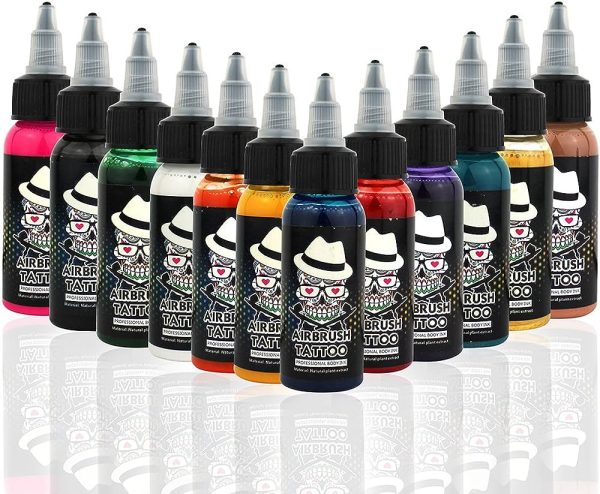 OPHIR 12x30ML/Bottle Airbrush Body Art Inks Pigment for Airbrushing