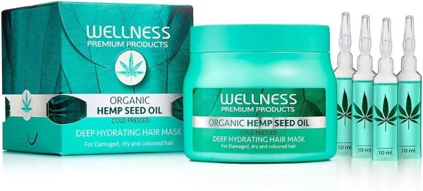 Organic Hemp Seed Oil Cold Pressed Deep Hydrating Hair Mask for Damaged Dry