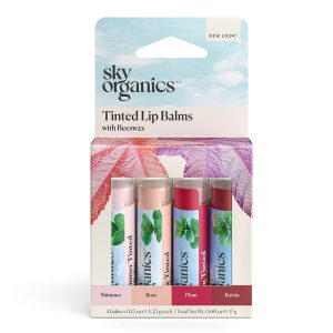 Organic Tinted Lip Balm by Sky Organics - 4 Pack Assorted Colors