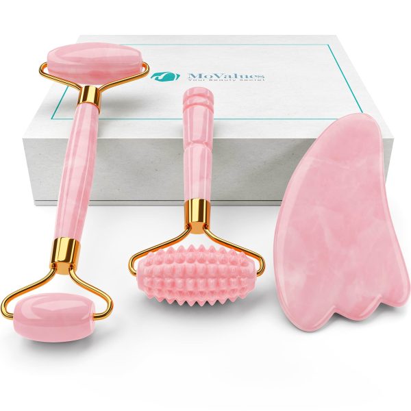 Original Rose Quartz Roller and Gua Sha Set - Jade Roller For Face