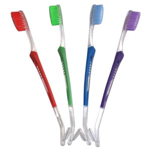 Orthodontic Toothbrush with Interproximal Head for Cleaning Ortho Braces