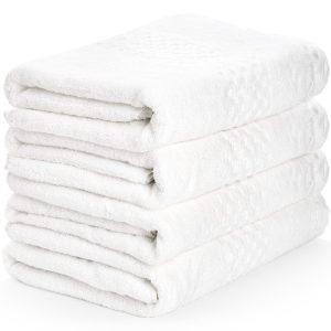 Pack of 4 White Cotton Bath Towels