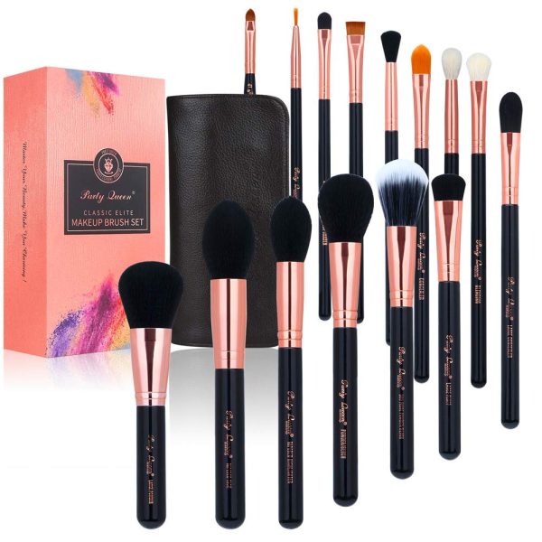 Party Queen 15Pcs Makeup Brushes Set Luxury Rose Golden