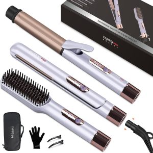 PARWIN BEAUTY Hair Styling Tool Set - 1 Inch Ceramic Hair Straightener Flat Iron Set