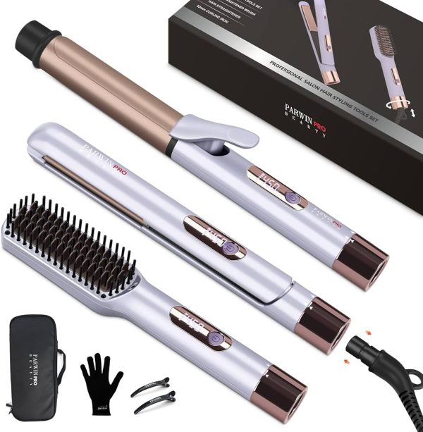 PARWIN BEAUTY Hair Styling Tool Set - 1 Inch Ceramic Hair Straightener Flat Iron Set