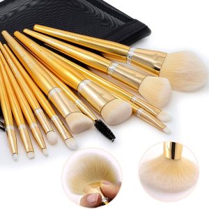 PINKPANDA 18k Gold-Plated Makeup Brushes 12 Pcs