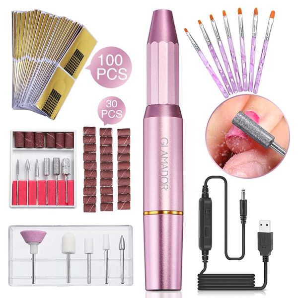 Portable Electric Nail Drill Kit,GLAMADOR Professional Manicure Pedicure