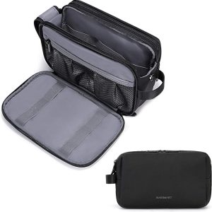 Premium Men’s 3 in 1 Toiletry Bag Organizer Set - Stylish Leather Dopp Kit