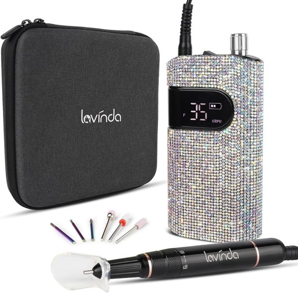 Professional Nail Drill Lavinda Electric Nail File, High Speed Low Heat LCD Display