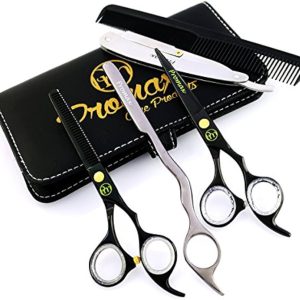 ProMax Barber Hair Cutting Shears 5 PCs Set- Made of Japanese Black Titanium