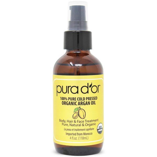 PURA D'OR Organic Moroccan Argan Oil (4oz / 118mL) USDA Certified